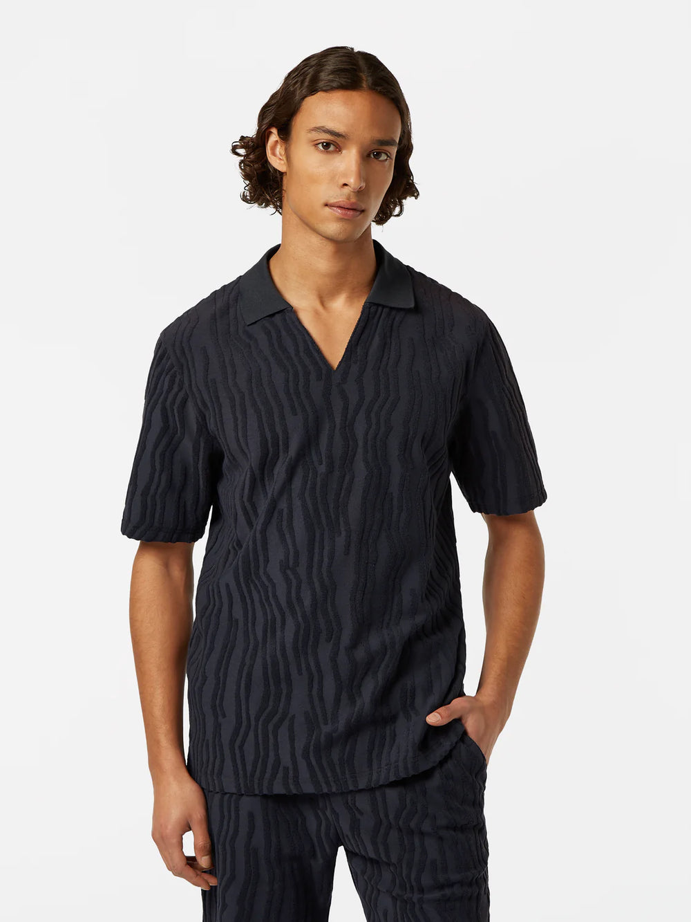 SCOTCH AND SODA Jacquard Cotton Terry Relaxed-Fit Polo at Gravity NYC