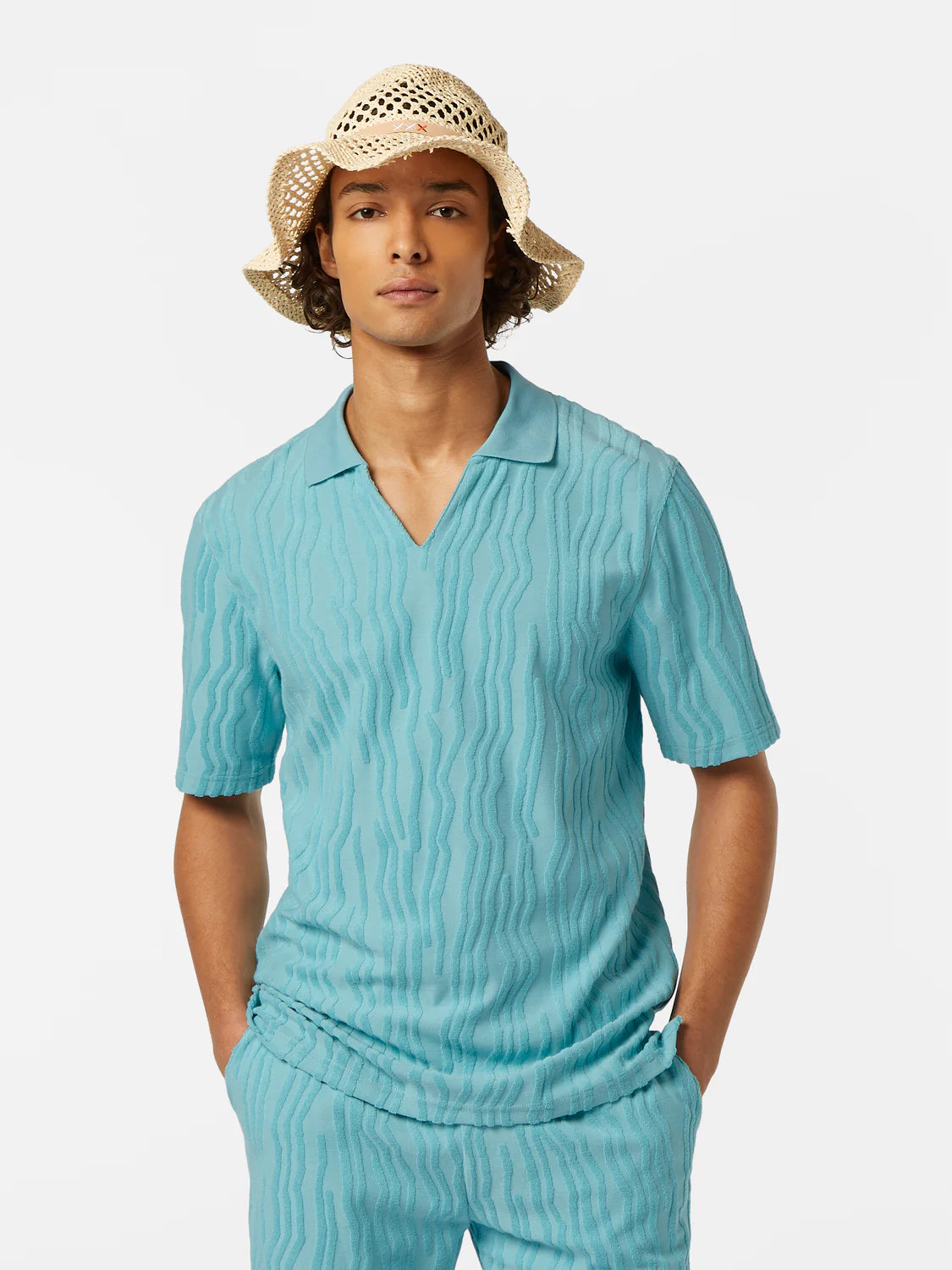SCOTCH AND SODA Jacquard Cotton Terry Relaxed-Fit Polo - Gravity NYC