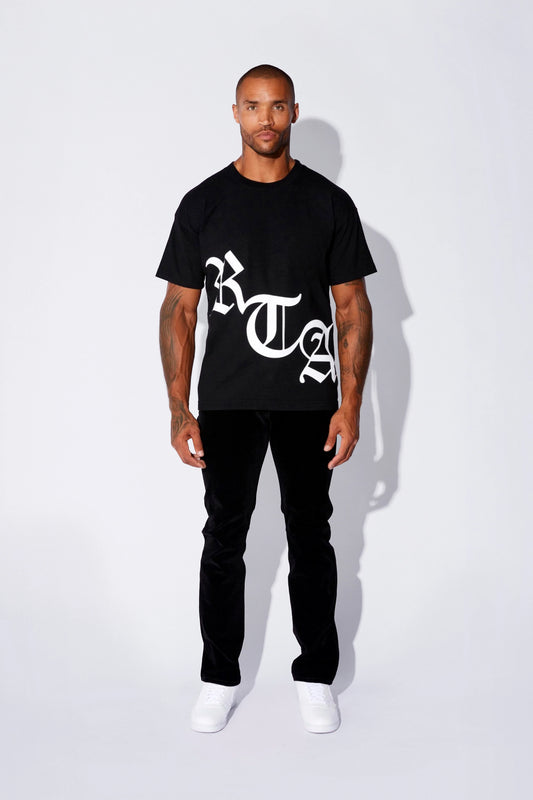 RTA Short Sleeve Tee Black Old English - Gravity NYC