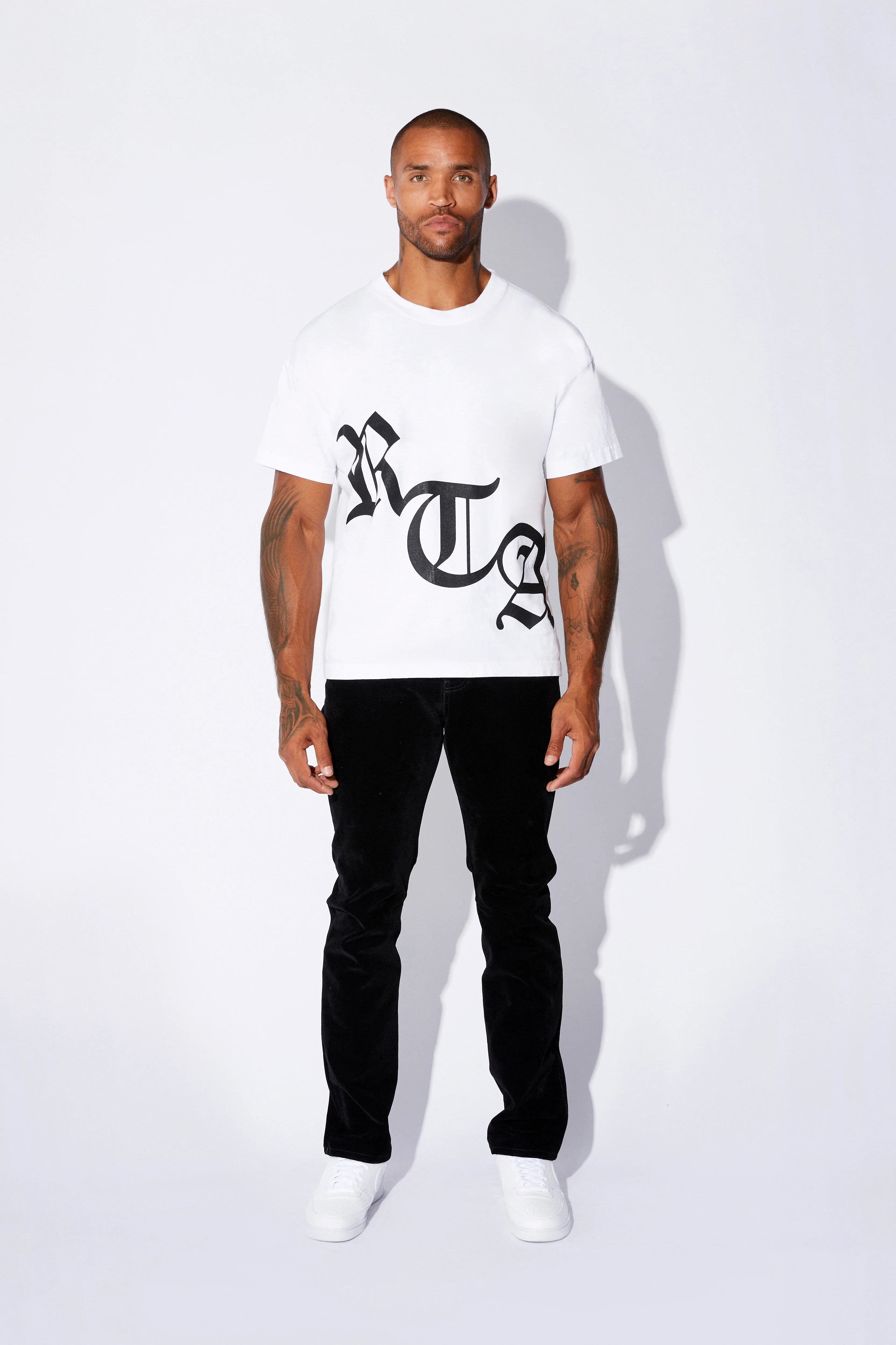 RTA Short Sleeve Tee White Old English Gravity NYC