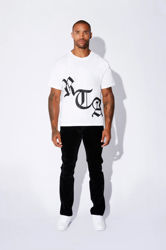 RTA Short Sleeve Tee White Old English - Gravity NYC