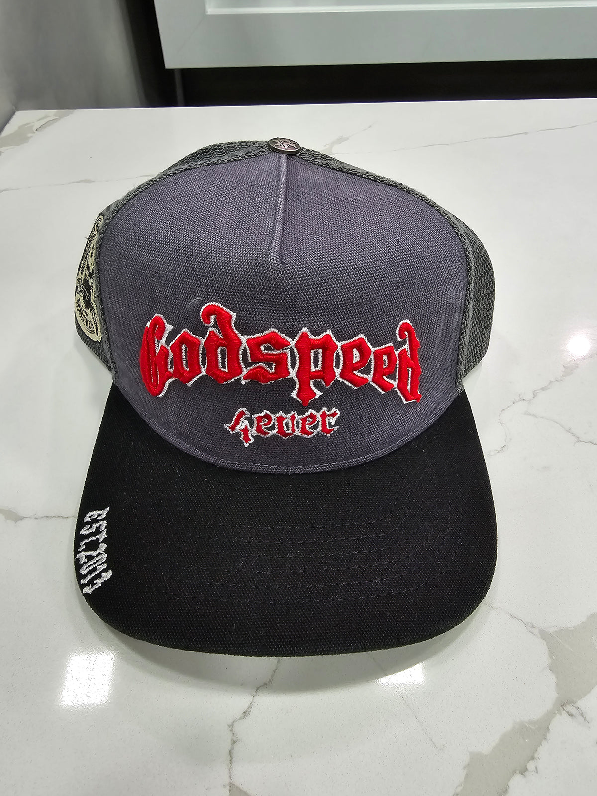 GodSpeed Forever Trucker Hat (Grey/ Red)