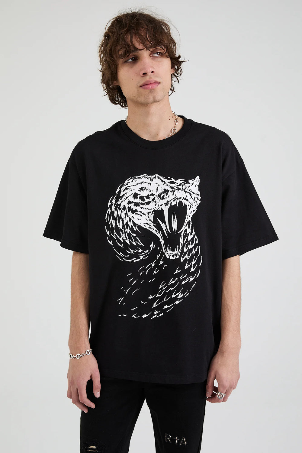 RTA Colin Oversized Tee Black White Fangs - Gravity NYC