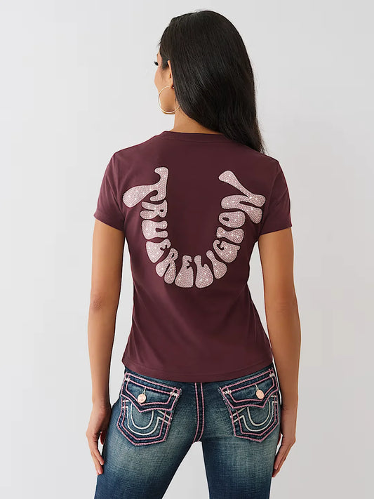 TRUE RELIGION Crystal Horseshoe Crew Tee - Gravity NYC
