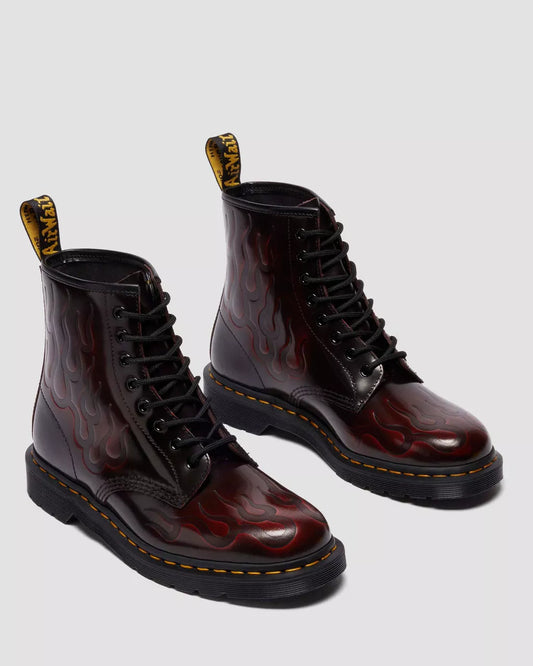DR. MARTENS 1460 Inferno Rub Off Leather Boots in Cherry Red Arcadia - Gravity NYC