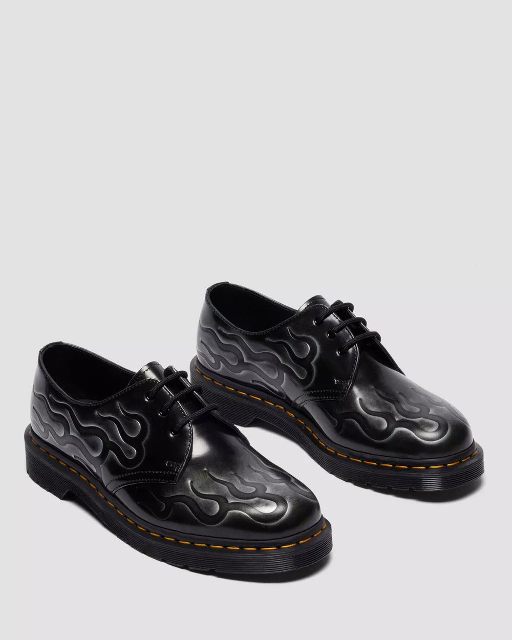 DR. MARTENS 1461 Inferno Rub Off Leather Boots in Silver Arcadia - Gravity NYC