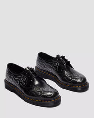 DR. MARTENS 1461 Inferno Rub Off Leather Boots in Silver Arcadia - Gravity NYC