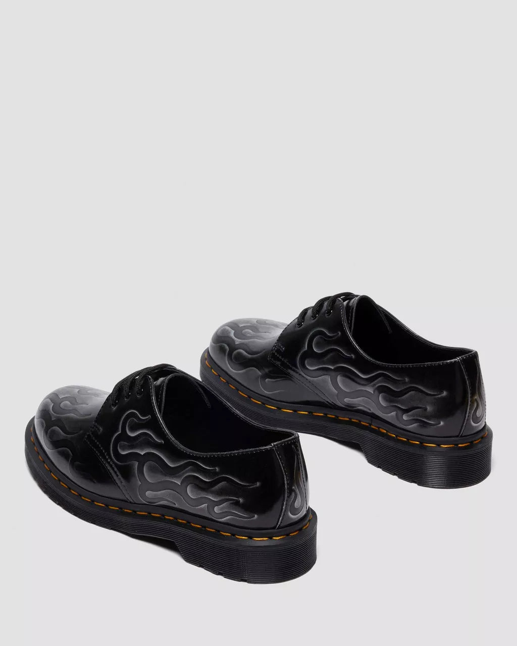 DR. MARTENS 1461 Inferno Rub Off Leather Boots in Silver Arcadia - Gravity NYC