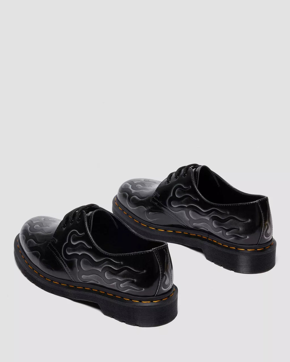DR. MARTENS 1461 Inferno Rub Off Leather Boots in Silver Arcadia - Gravity NYC