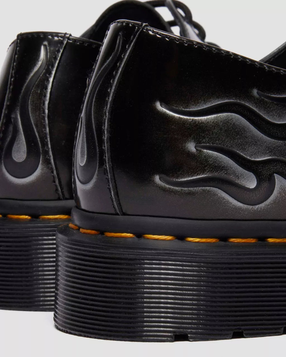 DR. MARTENS 1461 Inferno Rub Off Leather Boots in Silver Arcadia - Gravity NYC