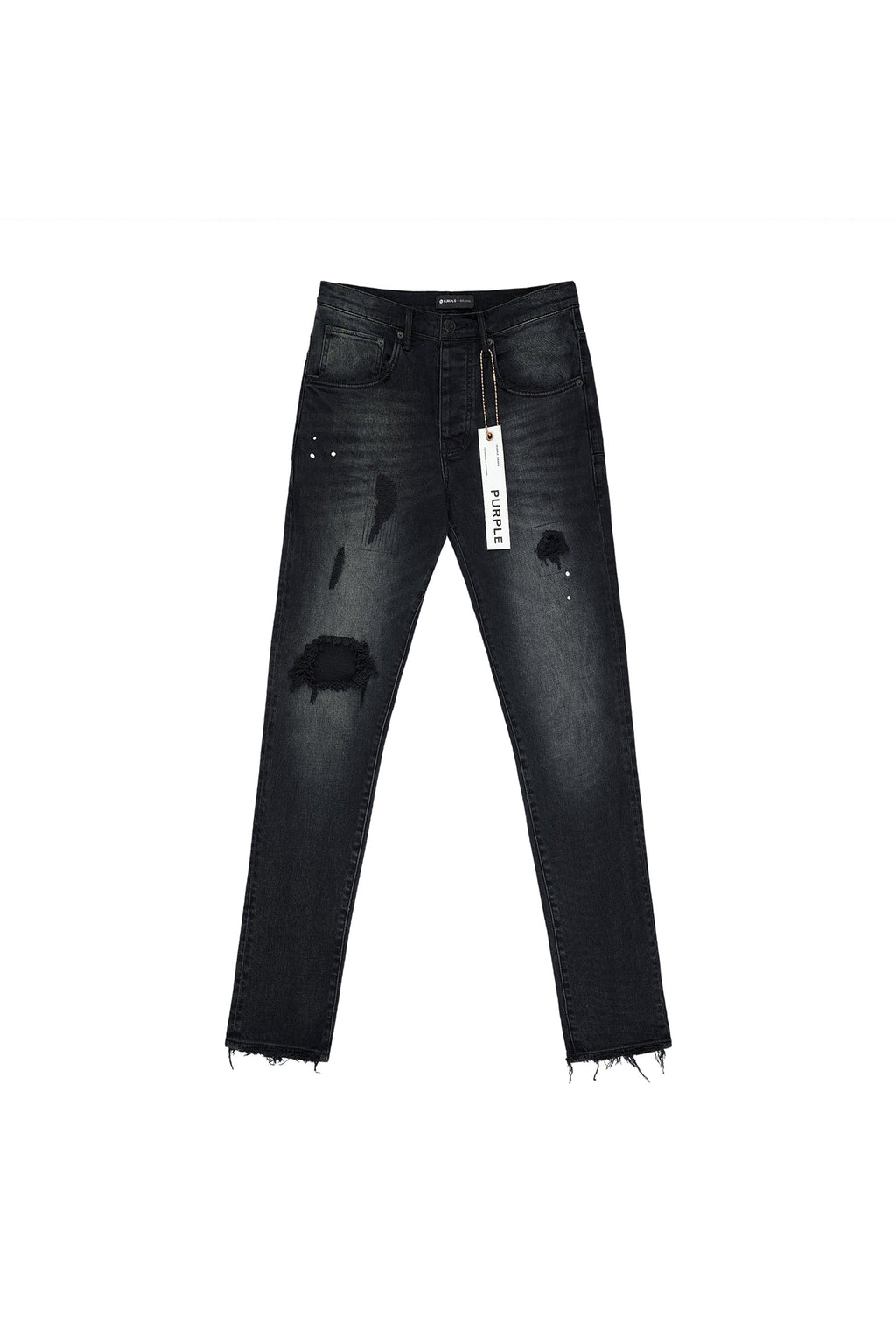 PURPLE BRAND P002 Black Repair Jeans