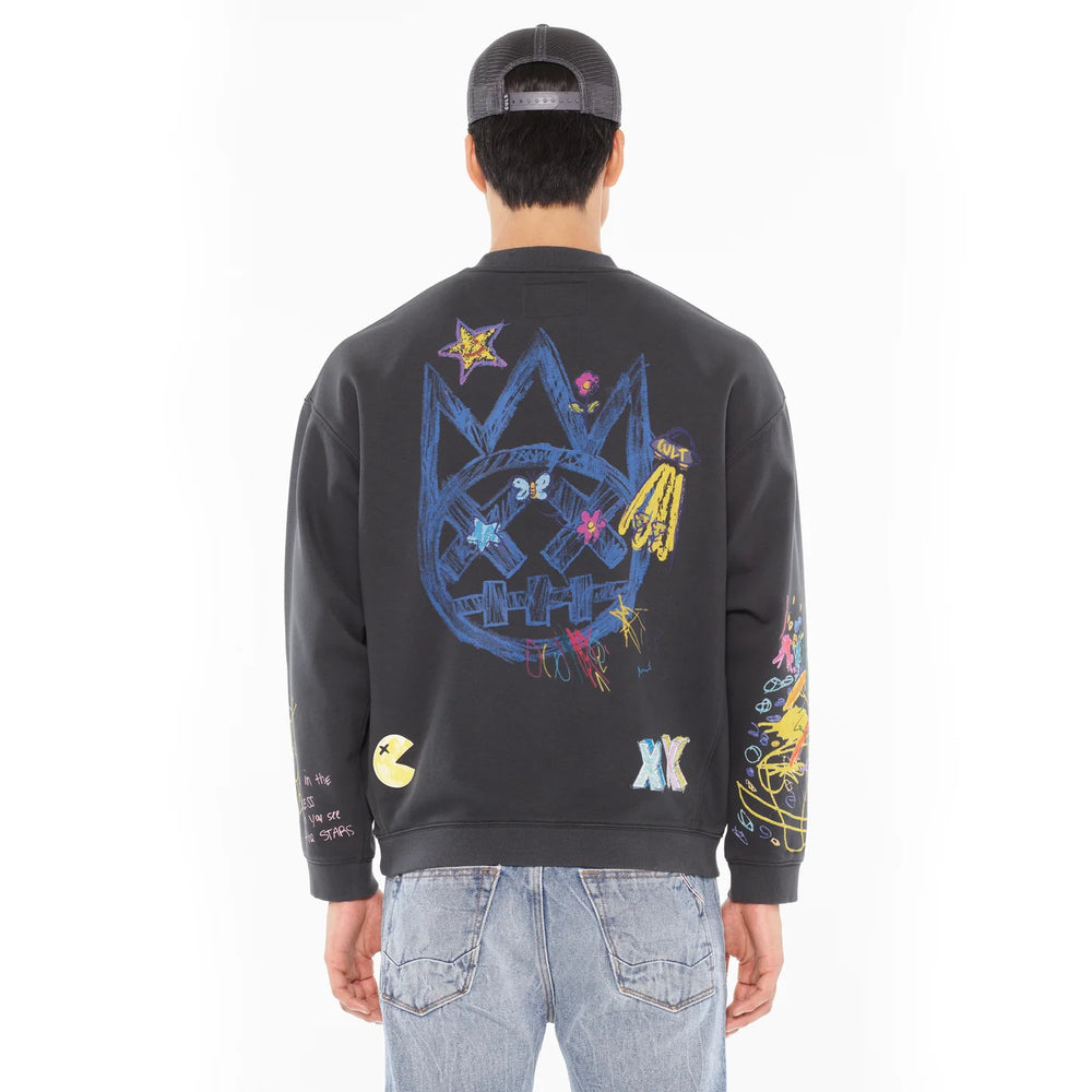 CULT OF INDIVIDUALITY Cult's Novelty Fleece Crew Sweatshirt in Steel - Gravity NYC