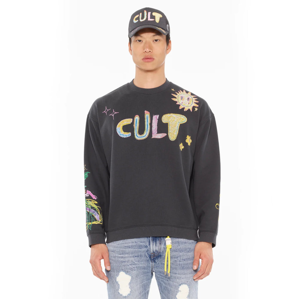CULT OF INDIVIDUALITY Cult's Novelty Fleece Crew Sweatshirt in Steel - Gravity NYC