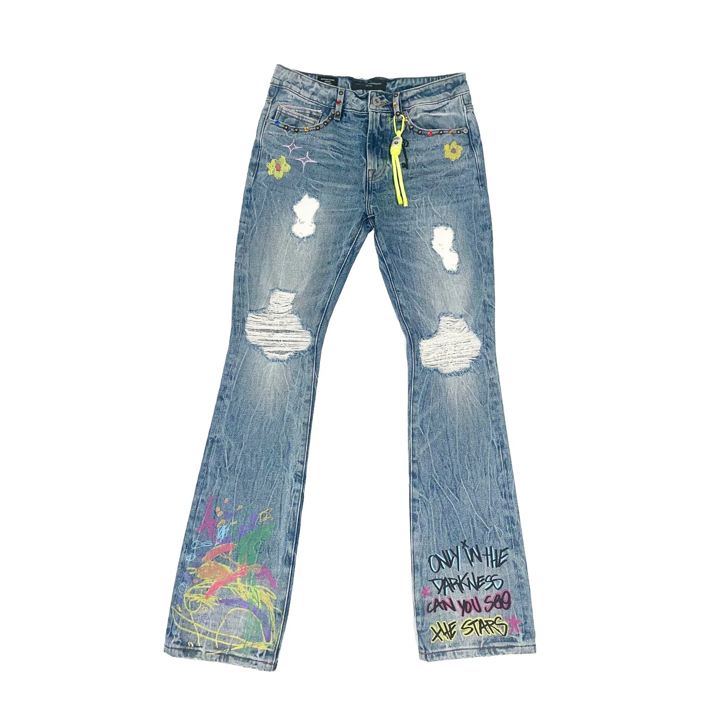 CULT OF INDIVIDUALITY Lenny Bootcut 603 Jeans in Finn Graffiti Gravity NYC