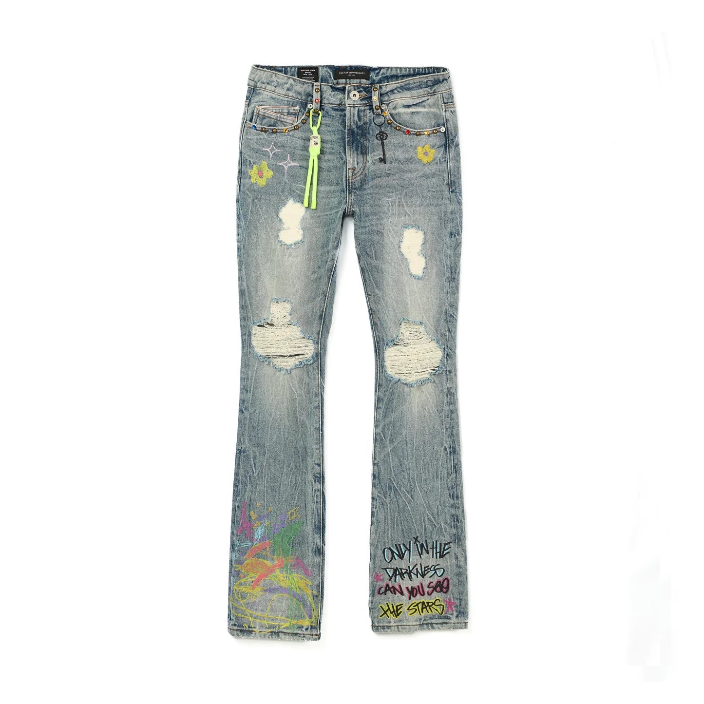 CULT OF INDIVIDUALITY Lenny Bootcut 603 Jeans in Finn Graffiti Gravity NYC