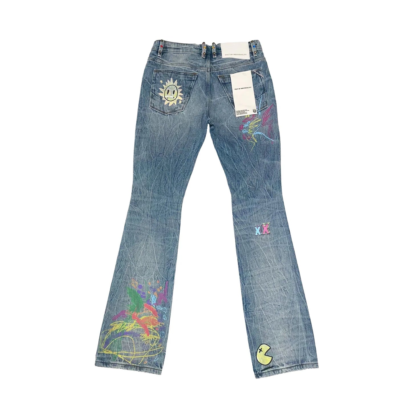 CULT OF INDIVIDUALITY Lenny Bootcut 603 Jeans in Finn Graffiti Gravity NYC