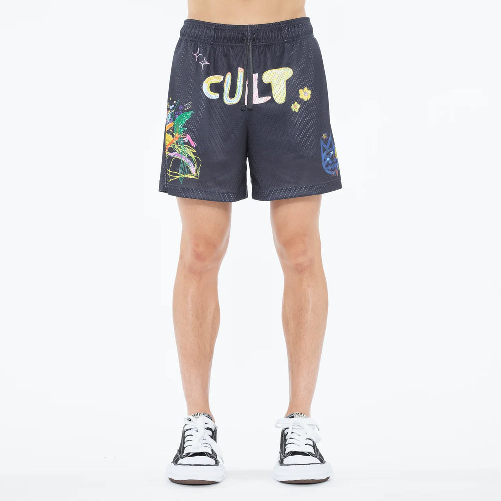 CULT OF INDIVIDUALITY Hand Drawn Mesh Shorts - Gravity NYC