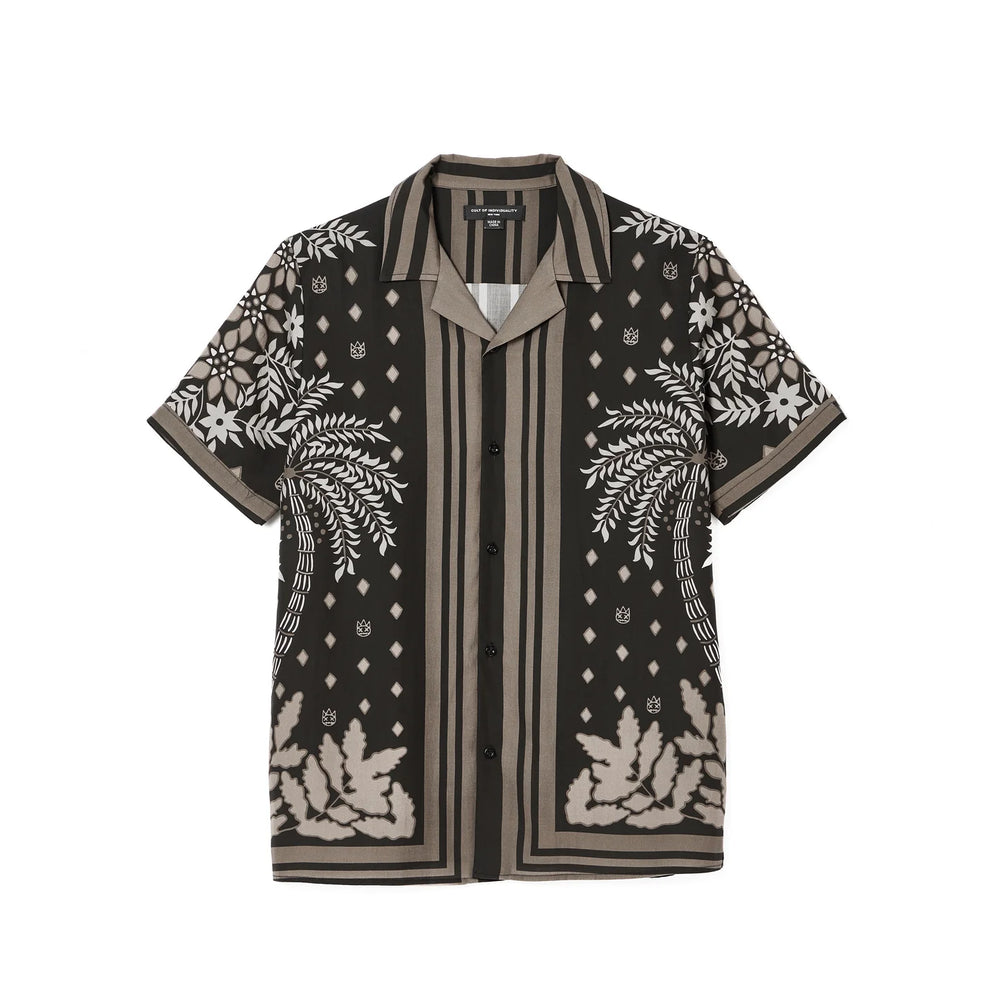 CULT OF INDIVIDUALITY Cuban Woven Shirt in Black Retro - Gravity NYC