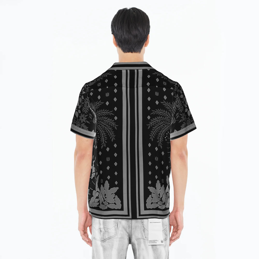 CULT OF INDIVIDUALITY Cuban Woven Shirt in Black Retro - Gravity NYC