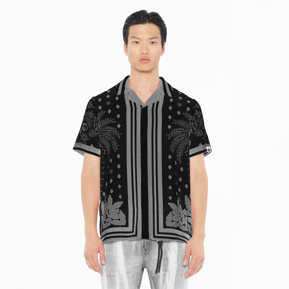 CULT OF INDIVIDUALITY Cuban Woven Shirt in Black Retro - Gravity NYC