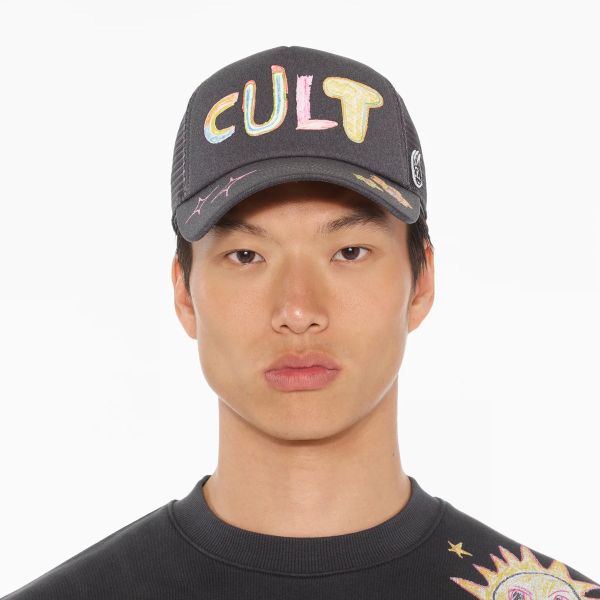 CULT OF INDIVIDUALITY Cult's Hand Drawn Hat in Steel Gravity NYC