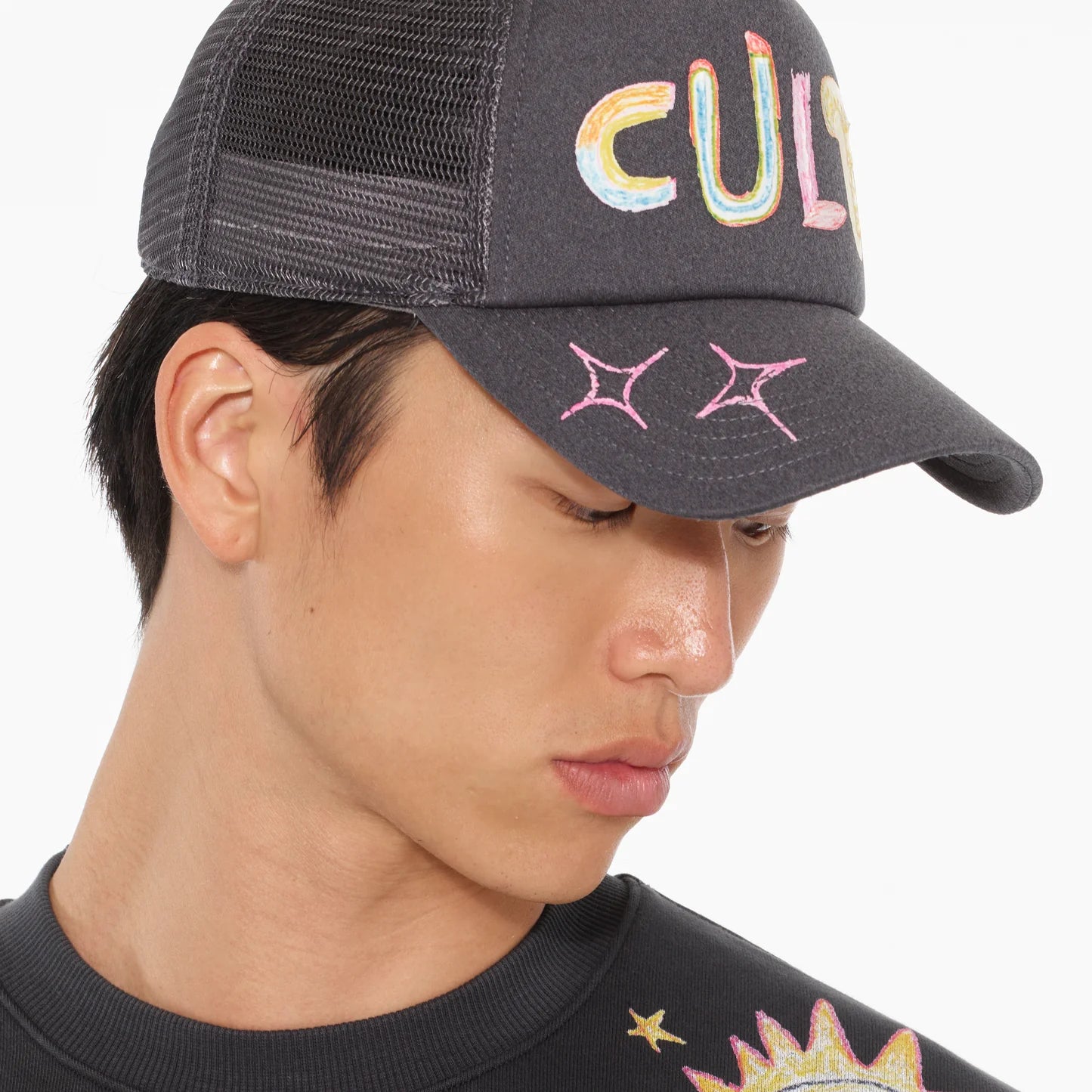 CULT OF INDIVIDUALITY Cult's Hand Drawn Hat in Steel Gravity NYC