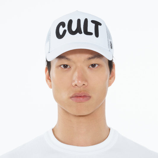 CULT OF INDIVIDUALITY Cult Chain Logo Hat in White Gravity NYC