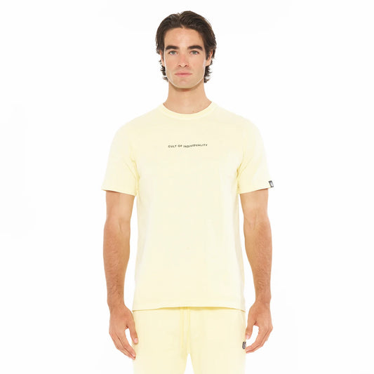 CULT OF INDIVIDUALITY "Shimuchan" Logo Tee in Banana - Gravity NYC