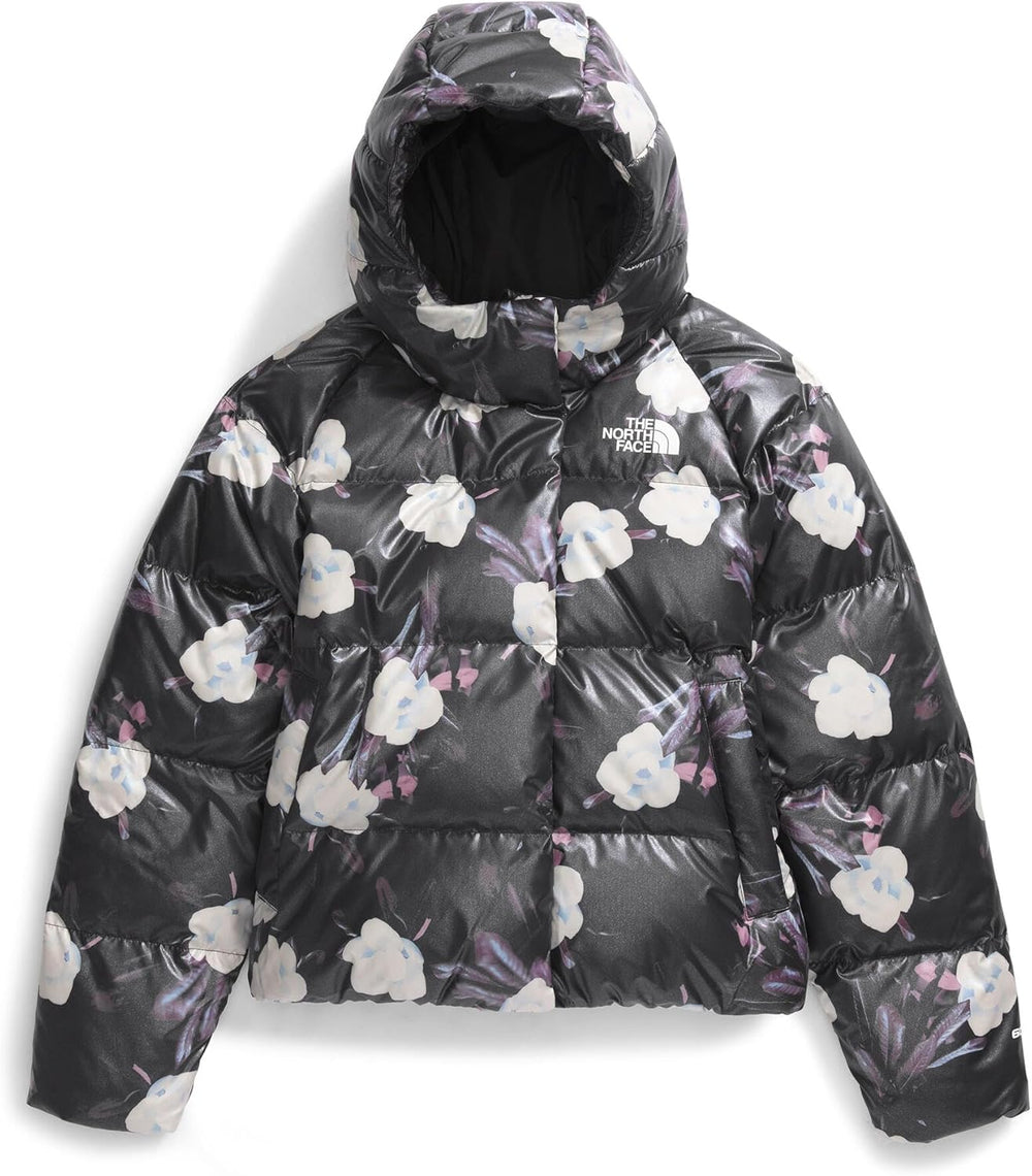 THE NORTH FACE Girls' North Down Hooded Jacket Black Winter Flowers - Gravity NYC
