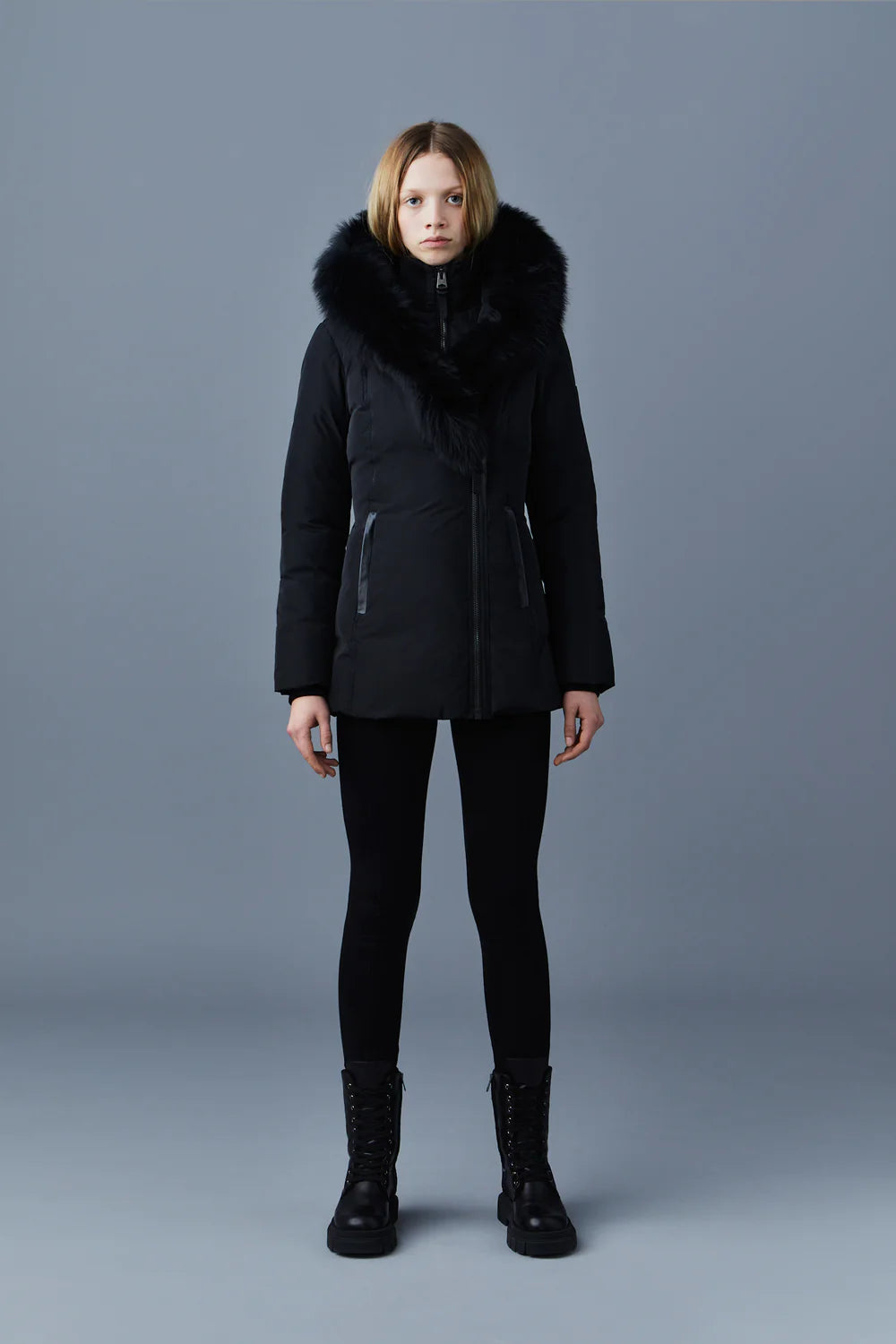 MACKAGE ADALI-BX Down Coat With Black Fox Fur