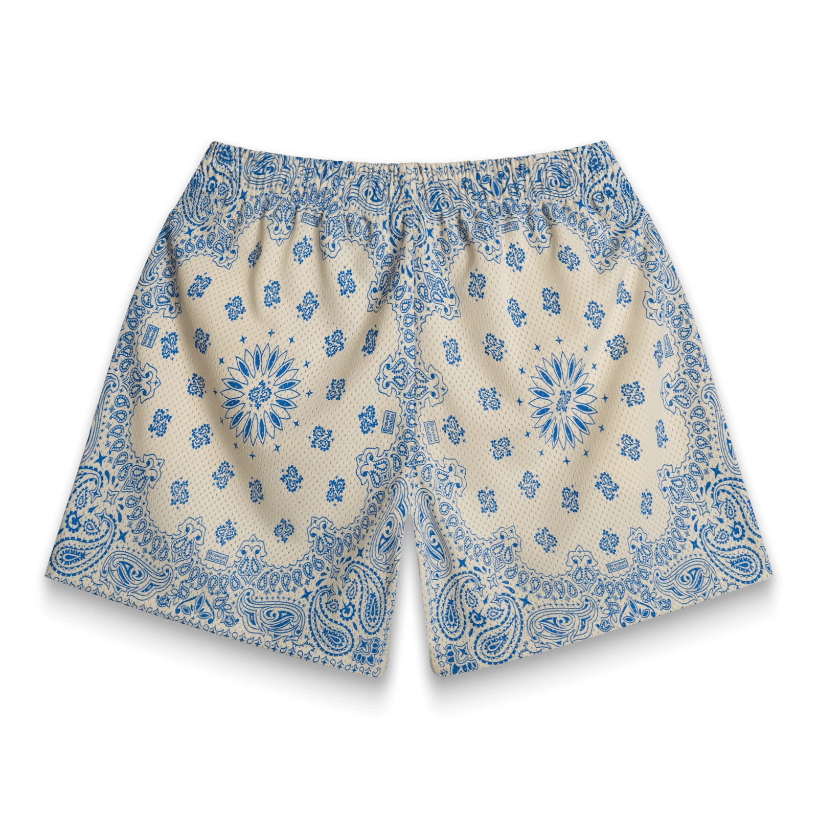 BRAVEST STUDIOS Screenprinted Paisley Cream Shorts Gravity NYC