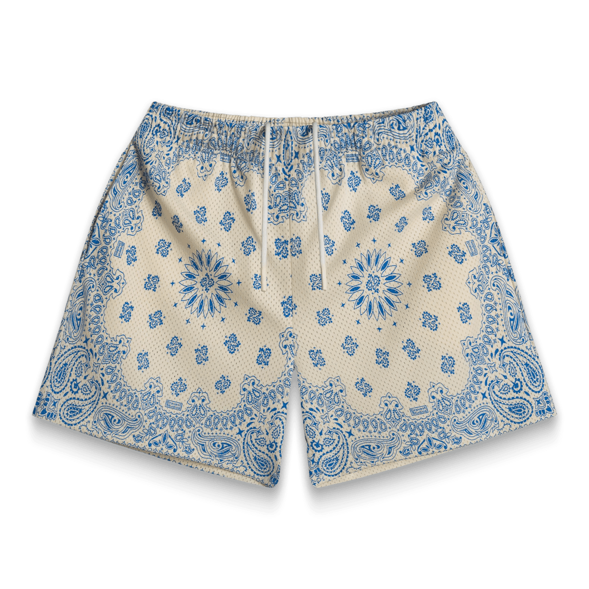 BRAVEST STUDIOS Screenprinted Paisley Cream Shorts Gravity NYC