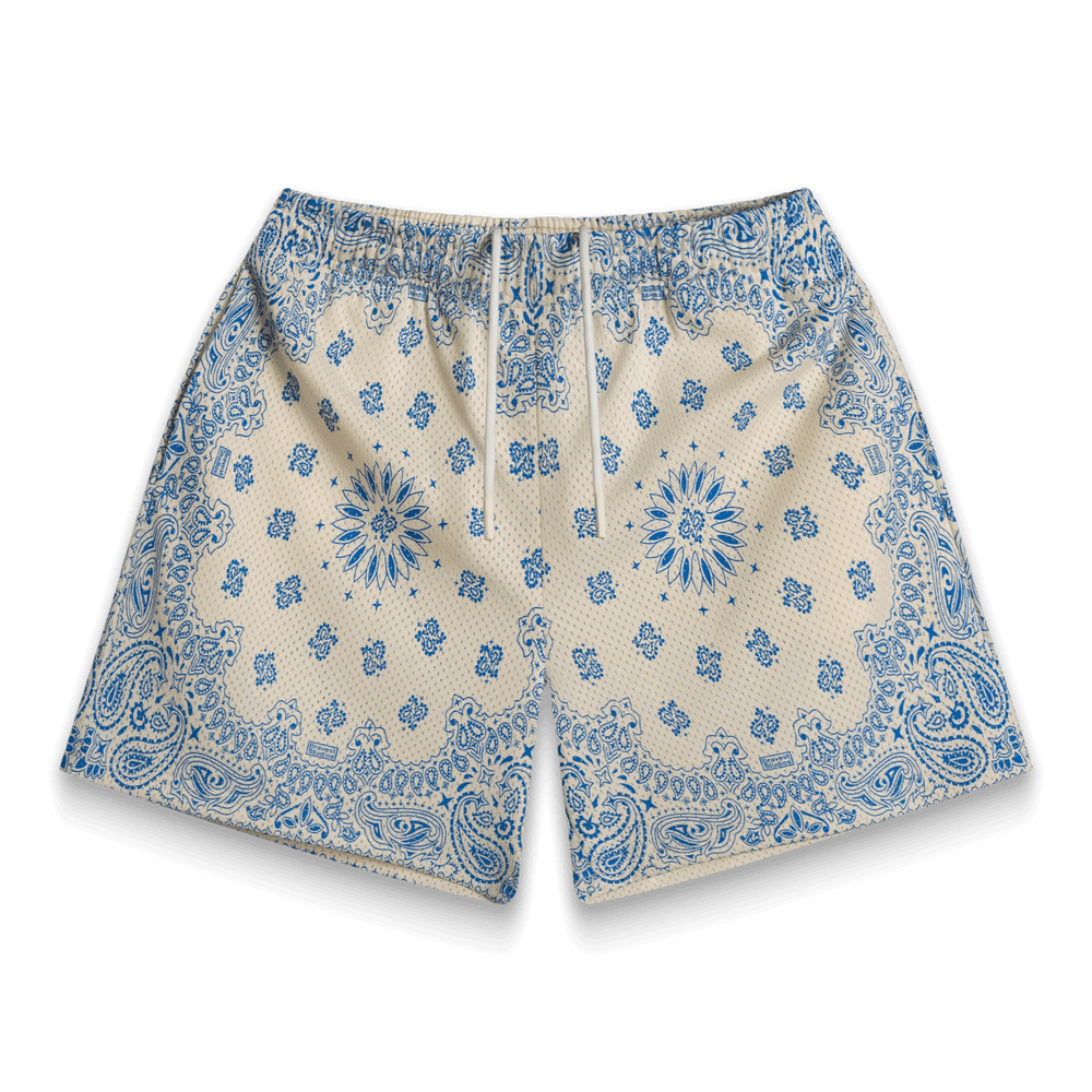 BRAVEST STUDIOS Screenprinted Paisley Cream Shorts - Gravity NYC