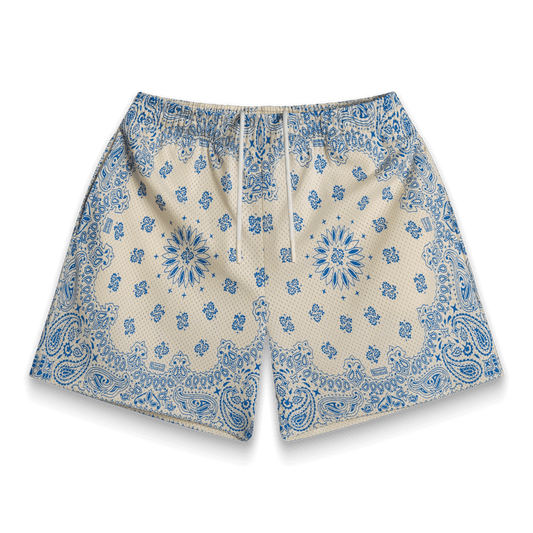BRAVEST STUDIOS Screenprinted Paisley Cream Shorts Gravity NYC