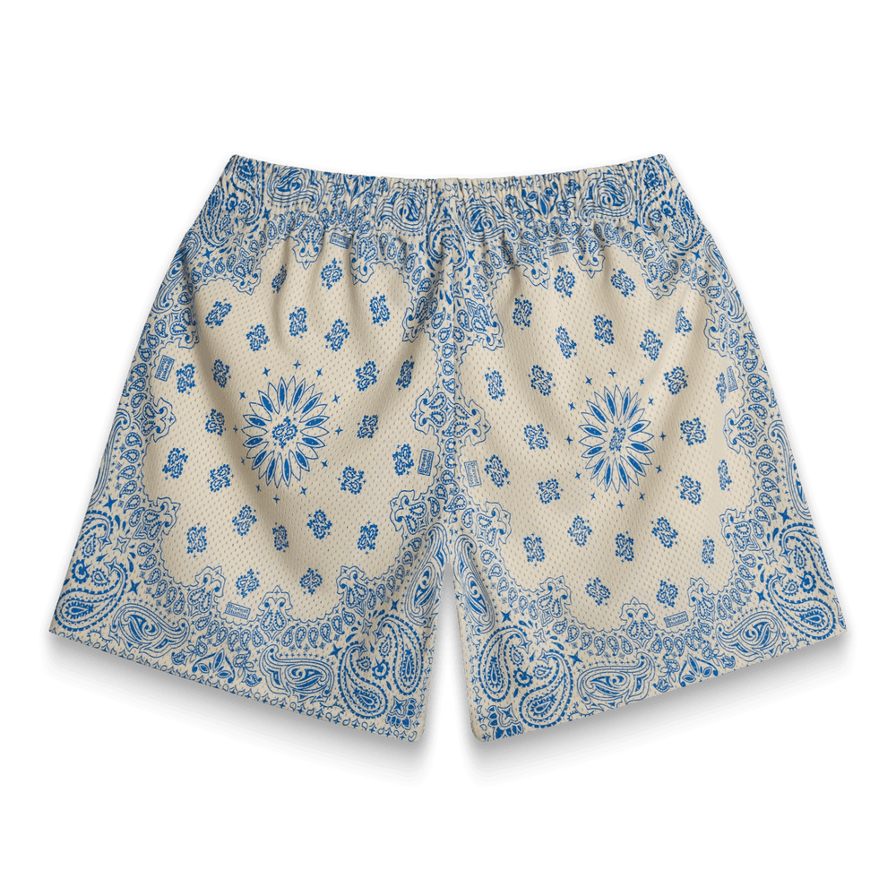 BRAVEST STUDIOS Screenprinted Paisley Cream Shorts - Gravity NYC