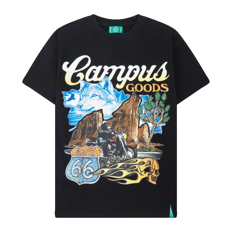 CAMPUS GOODS Road Trip Tee Vintage Black Gravity NYC