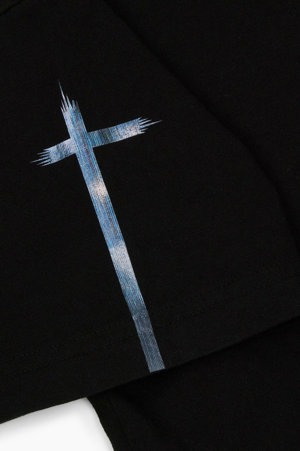 RTA Colt Black Metallic Sleeve Cross T-Shirt - Gravity NYC