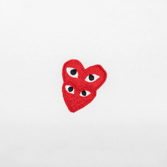 COMME DES GARCONS PLAY STACKED HEART HOODED SWEATSHIRT - WHITE Gravity NYC