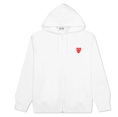 COMME DES GARCONS PLAY STACKED HEART HOODED SWEATSHIRT - WHITE Gravity NYC