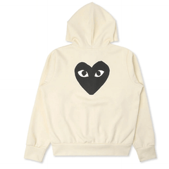 COMME DES GARCONS PLAY WOMEN'S BIG BLACK HEART HOODED SWEATSHIRT - IVORY Gravity NYC