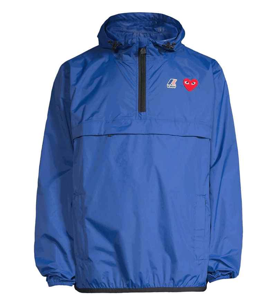 COMME DES GARCONS Play X Kway Hooded Half Zip Jacket Royal Blue