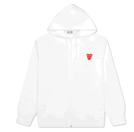 COMME DES GARCONS Play Stacked Heart Hooded Sweatshirt White Gravity NYC