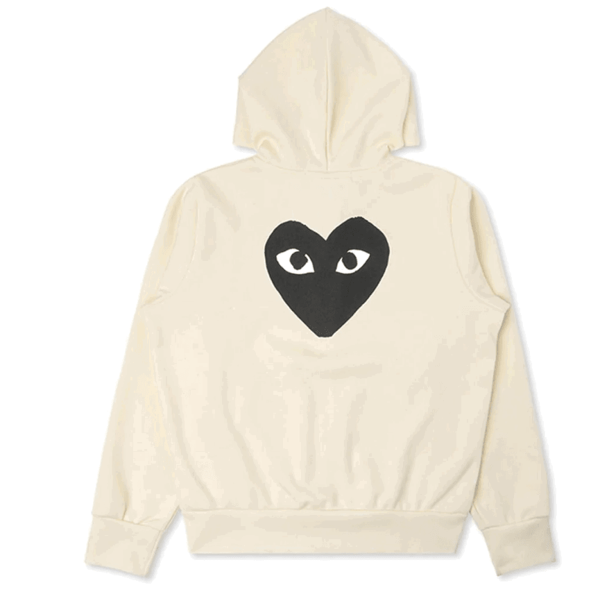 COMME DES GARCONS Play Women's Big Black Heart Hooded Sweatshirt Ivory - Gravity NYC
