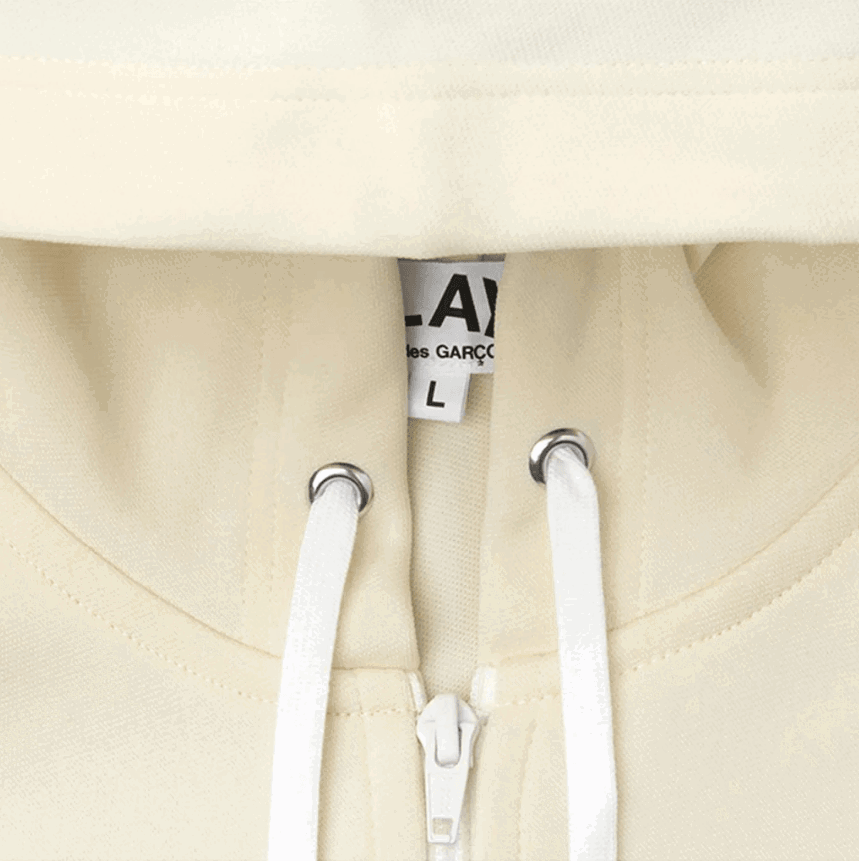 COMME DES GARCONS Play Women's Big Black Heart Hooded Sweatshirt Ivory - Gravity NYC