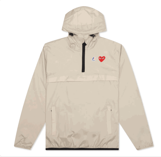 COMME DES GARCONS Play X Kway Le Vrai 3.0 Leon Jacket Beige Gravity NYC