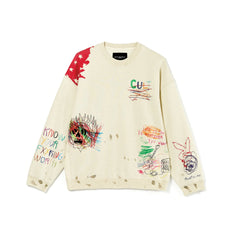 CULT OF INDIVIDUALITY Crewneck Sweatshirt in Vintage Winter Cream Gravity NYC