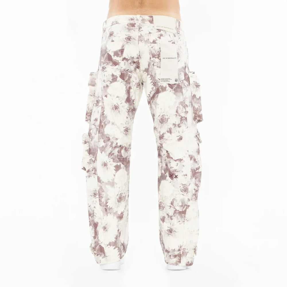 CULT OF INDIVIDUALITY Baggy Cargo 610 Jeans in Floral Print - Gravity NYC