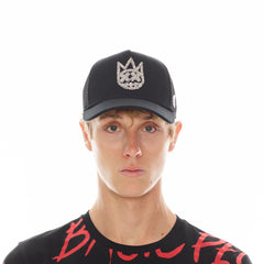 CULT OF INDIVIDUALITY Clean Crystal Logo Mesh Trucker Black Gravity NYC