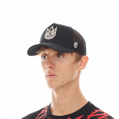 CULT OF INDIVIDUALITY Clean Crystal Logo Mesh Trucker Black Gravity NYC