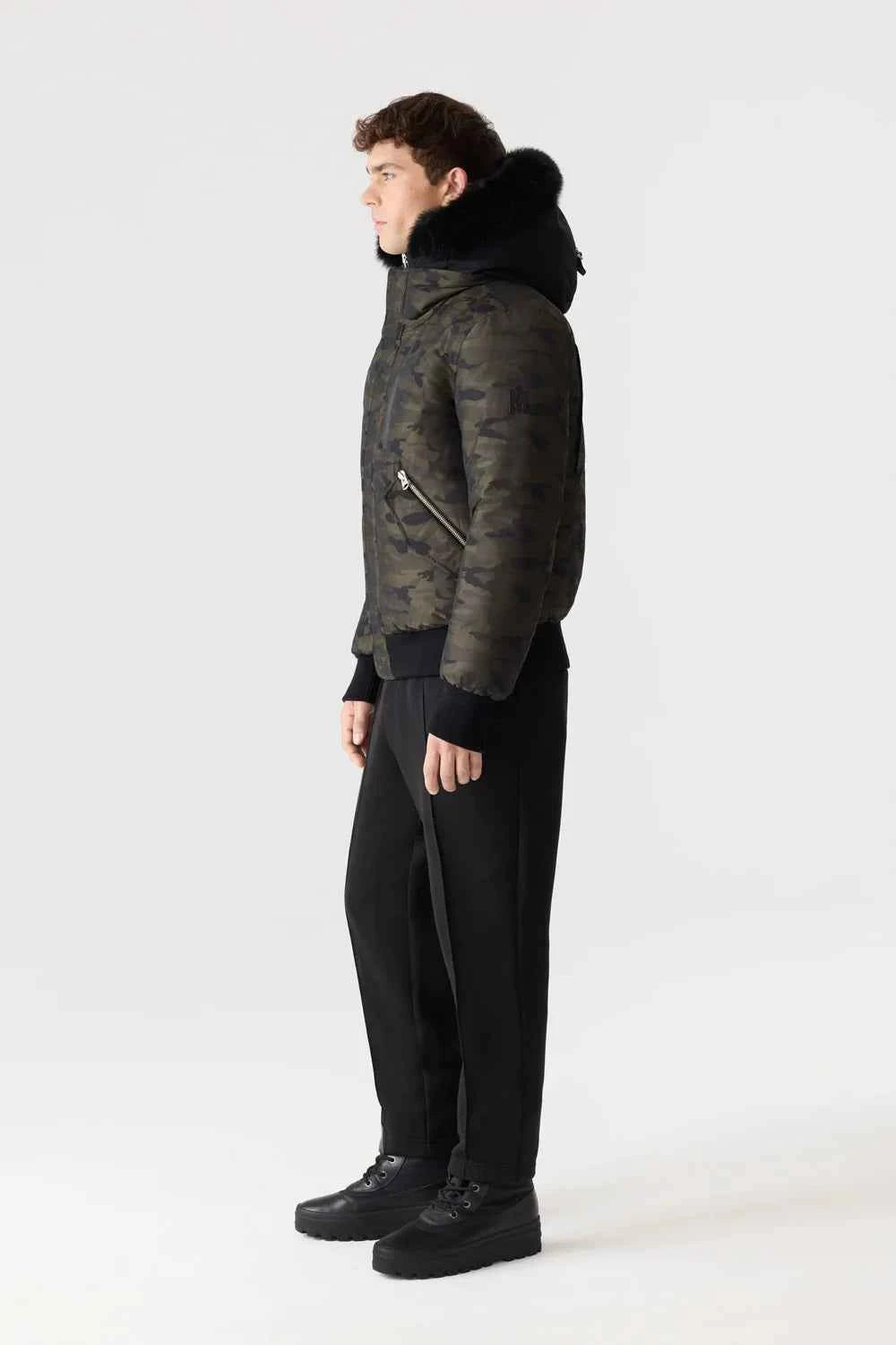 MACKAGE Dixon-JCZ 2-in-1 Camo Down Bomber with Shearling-Lined Hood